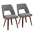 LumiSource Triad Mid-Century Modern Chairs, Gray Noise/Walnut, Set Of 2 Chairs