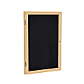 Ghent 1 Door Enclosed Recycled Rubber Bulletin Board, Oak Wood Frame, 36"H x 24"W, Black 1 thumbnail image