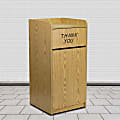 Flash Furniture Rectangular Wood Tray-Top Trash Receptacle, 36 Gallons, Oak