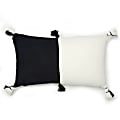 Dormify Eliza Colorblocked Tassel Lumbar Pillow Cover, White/Black