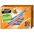 BIC Round Stic Xtra Life Ballpoint Pens, Medium Point, 1.0 mm, Assorted Colors, Pack Of 60 Pens