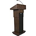 AmpliVox S505A - Executive Adjustable Column Sound Lectern - Rectangle Top - Sculpted Base - 25" Table Top Width x 19" Table Top Depth - 45" Height - High Pressure Laminate (HPL), Walnut, Wood - Particleboard
