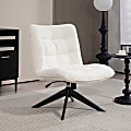 Glamour Home Belva Upholstered Fabric Accent Chair, White/Black 1 thumbnail image