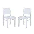 Linon Doncaster Wood Side Accent Chairs, White, Set Of 2 Chairs