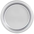 JAM PAPER Round Plastic Party Plates, Small, 7 inch, Silver, 20/Pack  1 thumbnail image