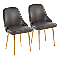 LumiSource Marcel Dining Chairs, Gray/Gold, Set Of 2 Chairs