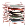 Mind Reader 5-Tier Paper Tray Desktop Organizer Metal Mesh, 15"H x 14"W x 11-3/4" L, Pink 1 thumbnail image