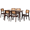 Baxton Studio Dannon 7-Piece Dining Set, 29-1/2”H x 59-1/8”W x 35-7/16”D, Gray/Walnut Brown/Light Brown 1 thumbnail image