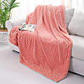 Sedona House® Jacquard Flannel Microfiber Throw Blanket, 60" x 80" Twin, Pink