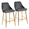 LumiSource Marcel Contemporary Counter Stools, Blue/Gold, Set Of 2 Stools