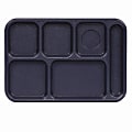 Cambro Camwear 6-Compartment Serving Trays, 10" x 14-1/2", Navy Blue, Pack Of 24 Trays