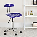 Flash Furniture Vibrant Low-Back Task Chair With Tractor Seat, Deep Blue/Chrome 1 thumbnail image
