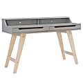 Linon Loumar 56"W 2-Drawer Home Office Computer Desk, Natural/Gray