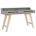 Linon Loumar 56"W 2-Drawer Home Office Computer Desk, Natural/Gray 1 thumbnail image
