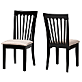 Baxton Studio Minette Fabric Dining Chairs, Sand/Dark Brown, Set Of 2 Dining Chairs