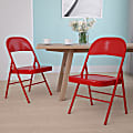 Flash Furniture HERCULES Series Double Braced Metal Folding Chairs, Red, Set Of 2 Chairs