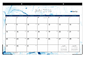 Blue Sky™ Monthly Desk Pad Calendar, 11" x 17", Ocean, July 2018 to June 2019