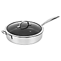 Brentwood 3-Ply Hybrid Stainless Steel Non-Stick Induction-Compatible Deep Sauté Pan with Glass Lid, 11”, Silver 1 thumbnail image