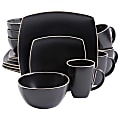 Gibson Soho Lounge 16-Piece Square Stoneware Dinnerware Set, Matte Black 1 thumbnail image