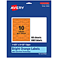 Avery® Print-To-The-Edge Labels With Sure Feed® Technology, 94122-BOP80, Cigar, 1-1/2" x 3-1/2", Matte Bright Orange, Pack of 800 1 thumbnail image