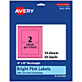 Avery® Print-To-The-Edge Labels With Sure Feed® Technology, 94278-BPP10, Rectangle, 4" x 6", Matte Bright Pink, Pack of 20 1 thumbnail image
