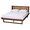 Baxton Studio Aveena Mid-Century Modern Platform Bed, Queen, 38-5/16”H x 66-7/16”W x 86-1/2”D, Walnut Brown