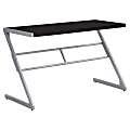 Monarch Specialties 48"W Computer Desk With Z-Shaped Metal Base, Cappuccino/Silver