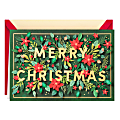 Hallmark Signature Christmas Card (Merry Christmas Poinsettias and Holly) 1 thumbnail image