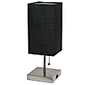 Simple Designs Petite Stick Lamp With USB Charging Port, 14-1/4”H, Brushed Nickel Base/Black Shade 1 thumbnail image