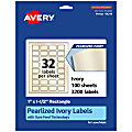 Avery® Pearlized Permanent Labels With Sure Feed®, 94219-PIP100, Rectangle, 1" x 1-1/2", Ivory, Pack Of 3,200 Labels 1 thumbnail image