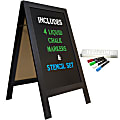 Excello Global Products Double-Sided A-Frame Magnetic Indoor/Outdoor Chalkboard Sign, Porcelain, 40" x 22", Black Wood Frame 1 thumbnail image
