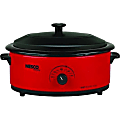 Nesco 6 Qt. Red Roaster with Porcelain Cookwell - Single - 0.20 ft³ Main Oven - Roasting, Baking Main Oven Function - 750 W - Portable - Red, Black 1 thumbnail image
