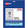 Avery® Permanent Labels With Sure Feed®, 94204-WMP25, Rectangle, 1/2" x 1-3/4", White, Pack Of 1,500