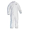 Kimberly-Clark® Professional KleenGuard A20 Microforce™ Particle Protection Coveralls, No Elastic, Zipper, Large, White, Pack Of 24 Coveralls