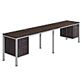 Boss Office Products Simple System Double Desk, Side by Side with 2 Pedestals, 30”H x 48”W x 29-1/2”D, Driftwood