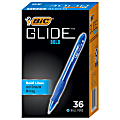 BIC Glide Bold Ballpoint Pens, Bold Point, 1.6 mm, Translucent Barrel, Blue Ink, Pack Of 36