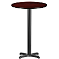 Flash Furniture Laminate Round Table Top With Bar-Height Table Base, 43-1/8"H x 24"W x 24"D, Mahogany/Black