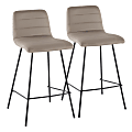 LumiSource Diana Adjustable Bar Stools With Rounded T Footrests, Corduroy, Gray/Chrome, Set Of 2 Stools