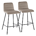 LumiSource Diana Adjustable Bar Stools With Rounded T Footrests, Corduroy, Gray/Chrome, Set Of 2 Stools 1 thumbnail image