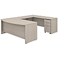 Bush Business Furniture Studio C U-Shaped Desk With Mobile File Cabinet, 72"W x 36"D, Sand Oak, Premium Installation