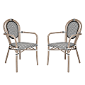Flash Furniture 2 Pack Marseille Indoor/Outdoor Commercial Thonet Bistro Stacking Chair with Arms, Black & White/Light Natural Frame -2SDA6422ATXTBWL 1 thumbnail image