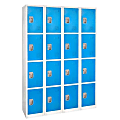 Alpine AdirOffice 4-Tier Steel Lockers, 72"H x 12"W x 12"D, Blue, Pack Of 4 Lockers