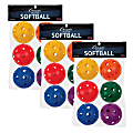 Champion Sports Plastic Softballs, Assorted Colors, 6 Balls Per Set, Pack Of 3 Sets