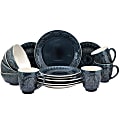 Elama 16-Piece Stoneware Dinnerware Set, Navy