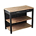 SEI Berinsly Expandable Freestanding Kitchen Island, 36"H x 43-1/2"W x 32-1/2"D, Black/Natural 1 thumbnail image