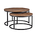 Powell Wolstan Nesting Coffee Tables, 18"H x 31"W x 31"D, Black/Brown, Set Of 2 Tables