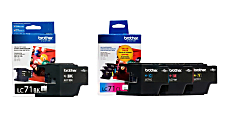 Brother® LC71 4-Color Black/Cyan/Magenta/Yellow Ink Cartridges, Pack Of 4 Cartridges, LC71SET-OD 1 thumbnail image