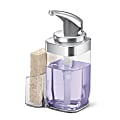 simplehuman Square Push Soap Pump With Sponge Caddy, 8-3/4”H x 5-1/8”W x 4-5/16”D, Brushed Nickel