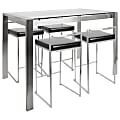 Lumisource Fuji Counter-Height Table With 4 Stools, Black/Stainless Steel