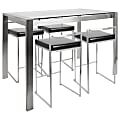 Lumisource Fuji Counter-Height Table With 4 Stools, Black/Stainless Steel 1 thumbnail image